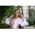 Boho Style Ukrainian Embroidered Maxi Dress White with Red Embroidery